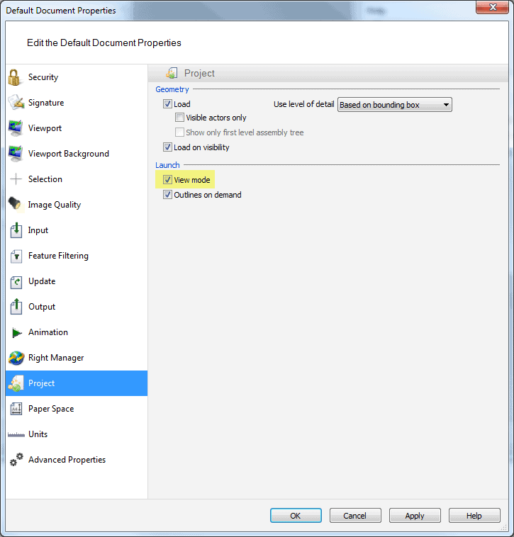 Default document settings