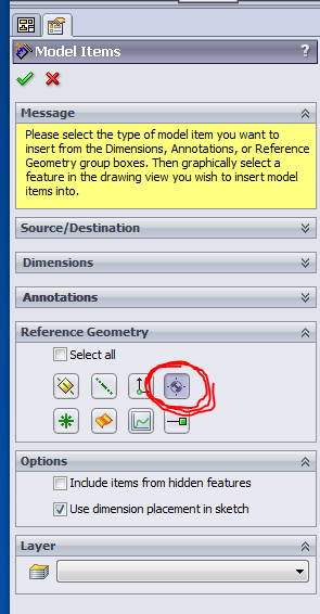 Insert model items center of mass