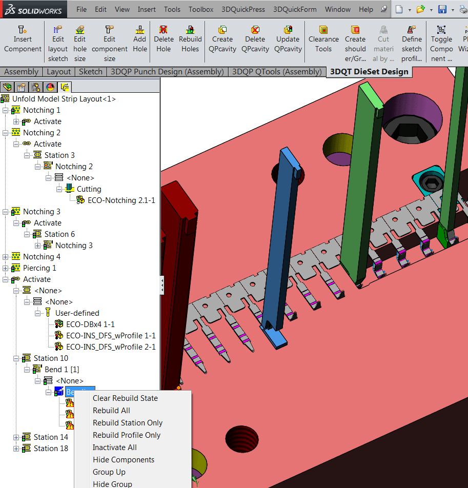 , How to update ECO changes to 3DQPress Punch Design inside SOLIDWORKS