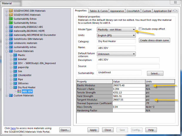 Material Properties ABS