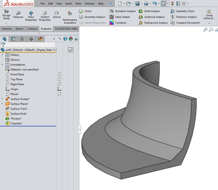 , Chamfering Surfaces in SOLIDWORKS