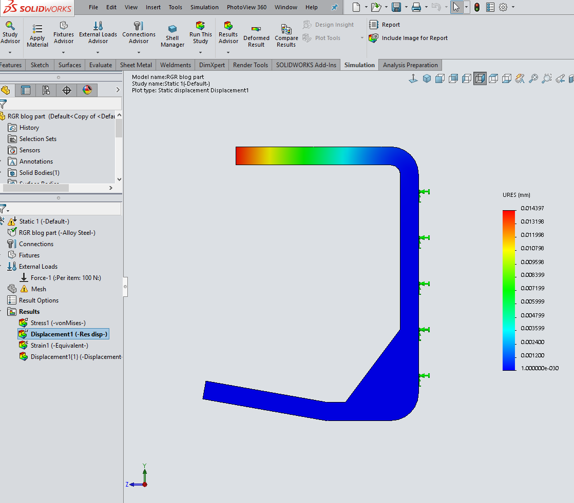 , SOLIDWORKS: Simulation Deformed Result