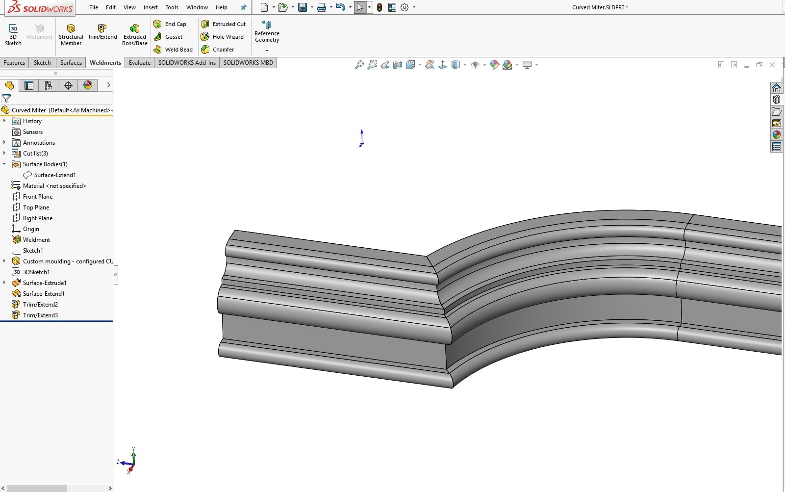 , SOLIDWORKS: Weldments – Creating Curved and Nonstandard Miters