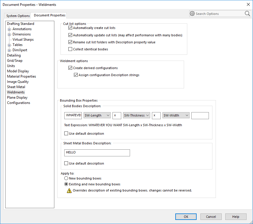 , SOLIDWORKS 2018 What’s New – Customizing Description for Bounding Box Properties – #SW2018