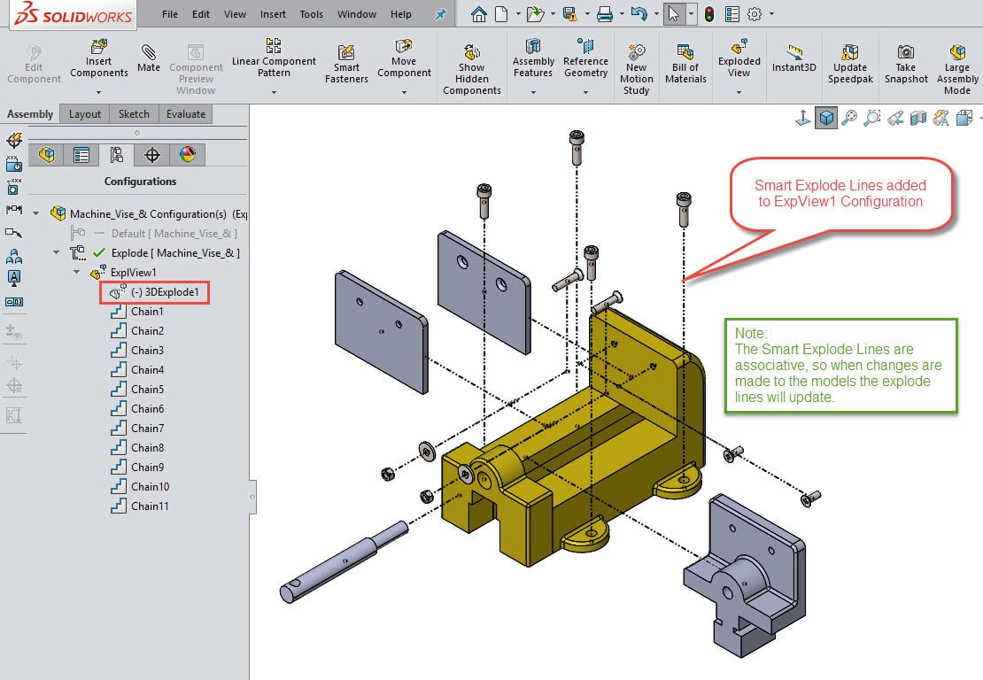 , SOLIDWORKS 2018 What’s New – Smart Explode Lines – #SW2018