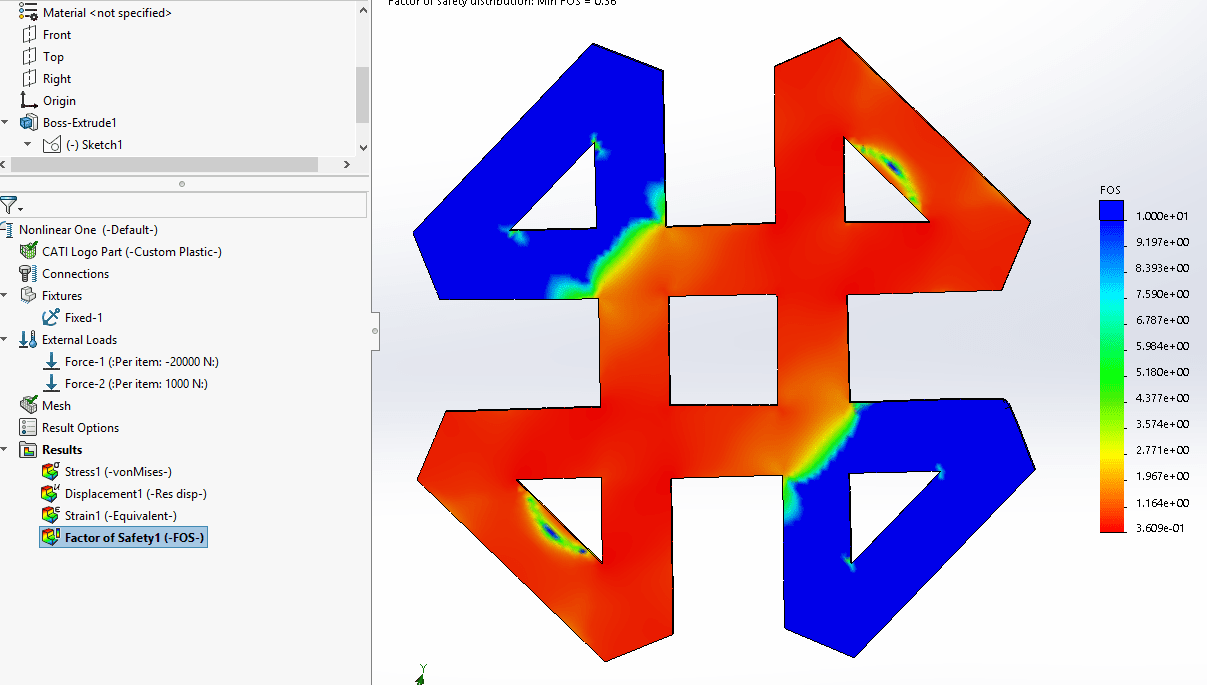 , SOLIDWORKS 2018 What’s New – Factor of Safety Plot for Nonlinear Static Studies– #SW2018