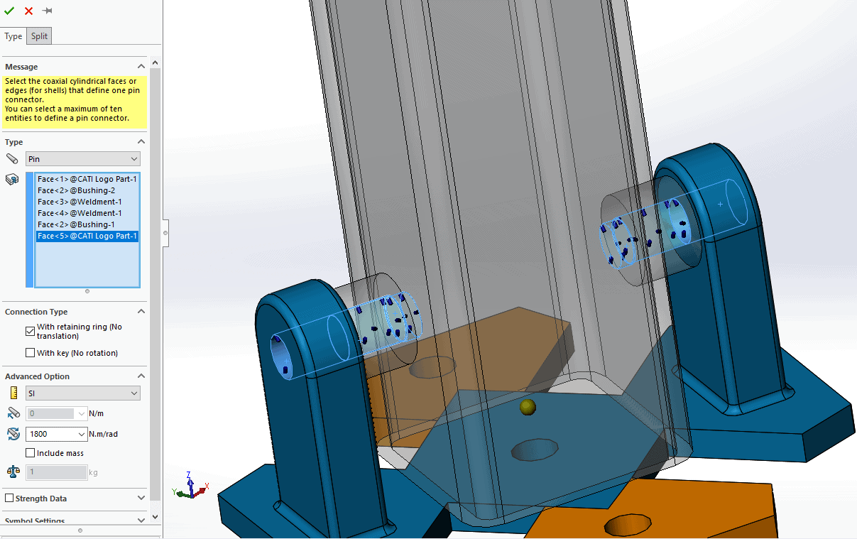 , SOLIDWORKS 2018 What’s New – SOLIDWORKS Simulation Improved Pin Connector – #SW2018