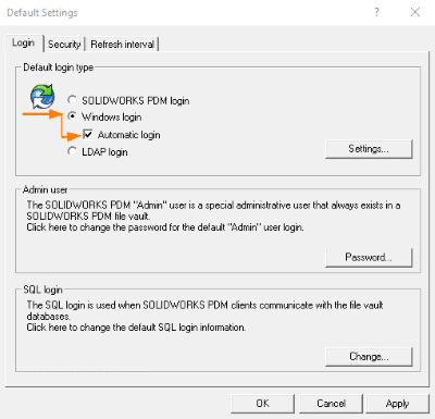 Automatic login with SOLIDWORKS PDM-8