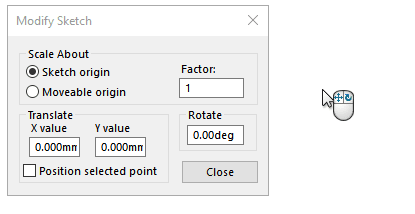 solidworks modify sketch popup window