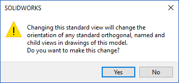 solidworks updating standard views warning message