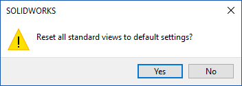 , Updating Standard Views in SOLIDWORKS