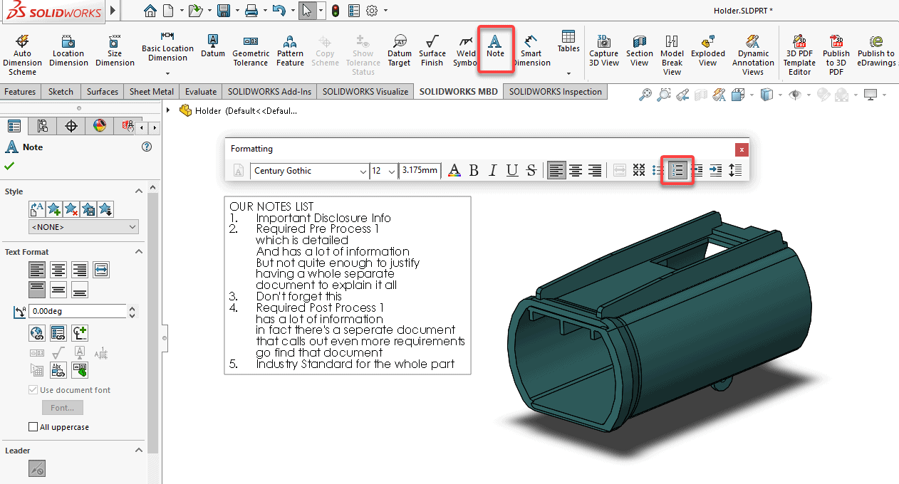 , SOLIDWORKS MBD Flag Notes in the Bank