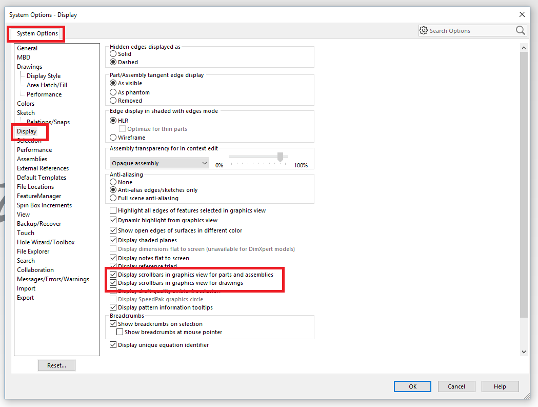 , SOLIDWORKS 2019 What’s New – Automatic View Updates and Displaying Scroll Bars