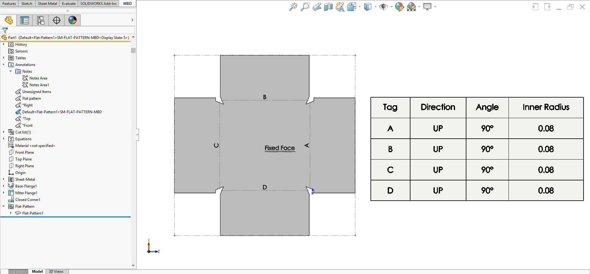 , SOLIDWORKS 2019 What’s New – Showing Sheet Metal Bend Notes in MBD- #SW2019