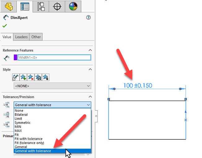 , SOLIDWORKS 2019 What&#8217;s New &#8211; Displaying General Tolerances &#8211; plus: Text Size in 3D Views &#8211; #SW2019