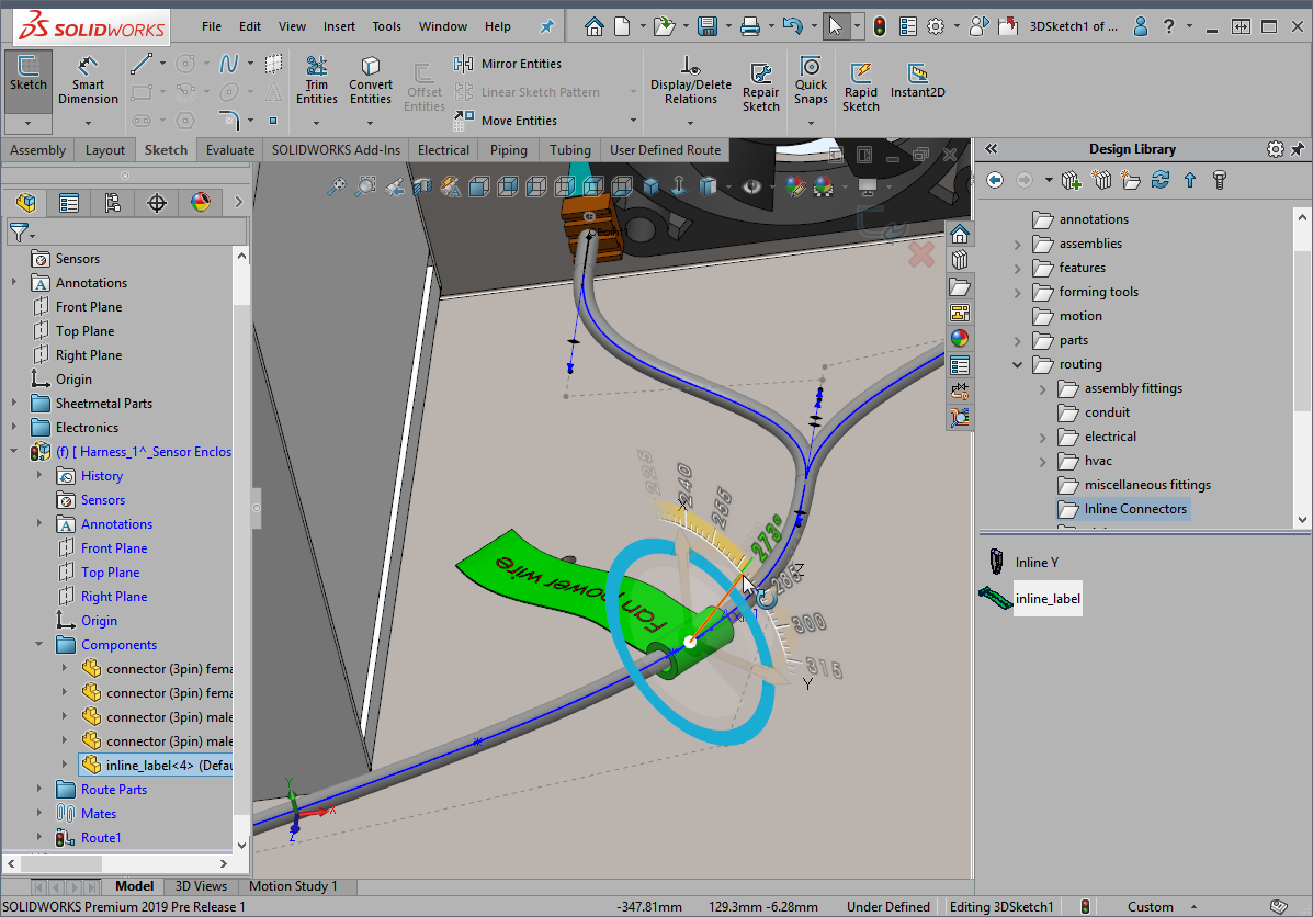 , SOLIDWORKS 2019 What’s New – Routing Enhancements: Inline Components – #SW2019