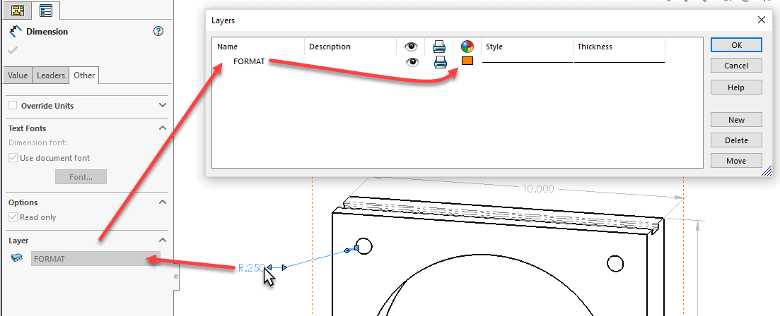 Dimension Layer Menu