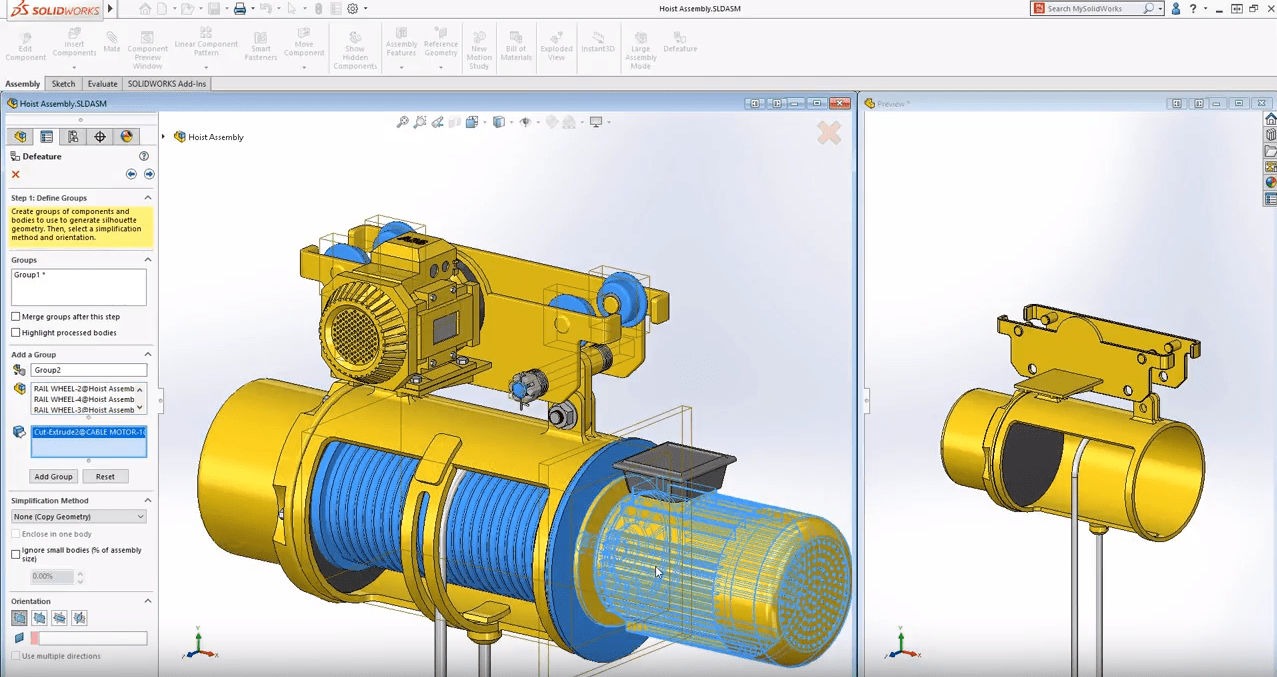 solidworks 2019 defeature view orientation