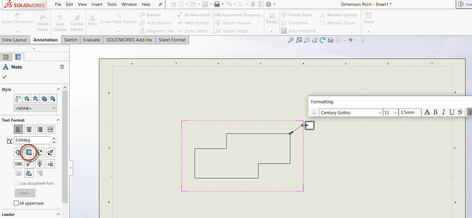 , SOLIDWORKS: How to Display Notes for X &amp; Y Coordinate Points in a Drawing