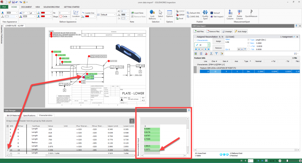 , Import CMM Measurements Into SOLIDWORKS Inspection Professional