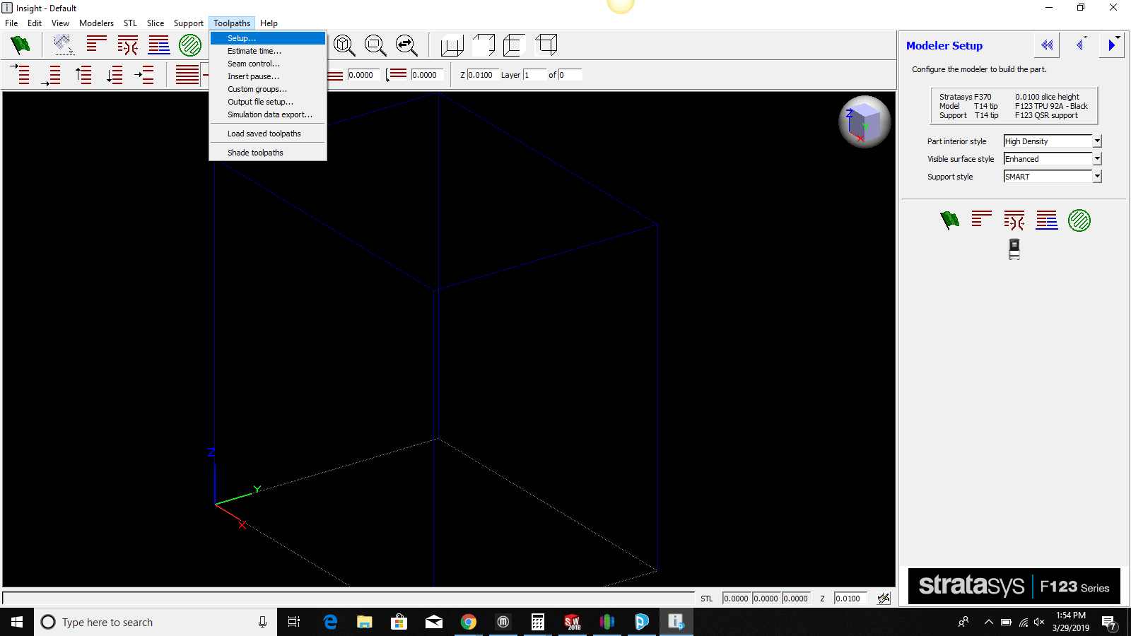 TPU Material toolpaths
