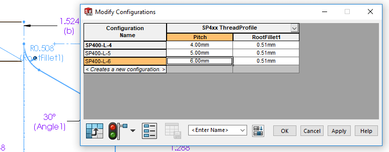 add new dimension profile thread