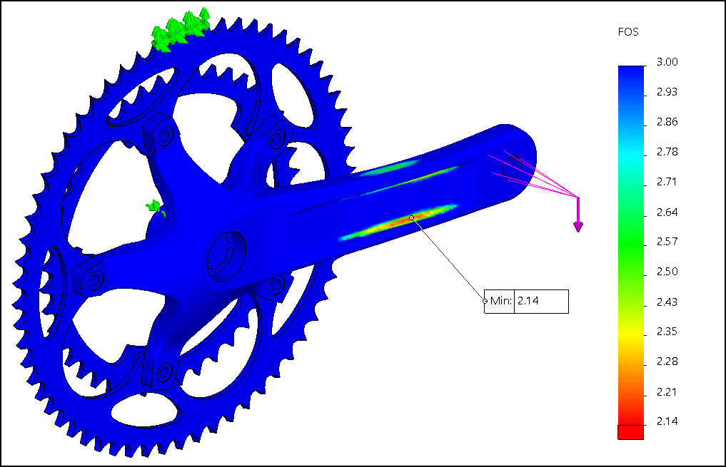 , Bike Component Design with Remote Loads in SOLIDWORKS Simulation