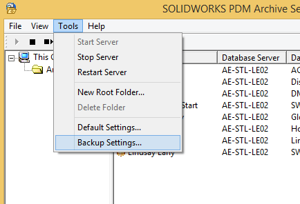 Move SOLIDWORKS PDM to a New Server backup server
