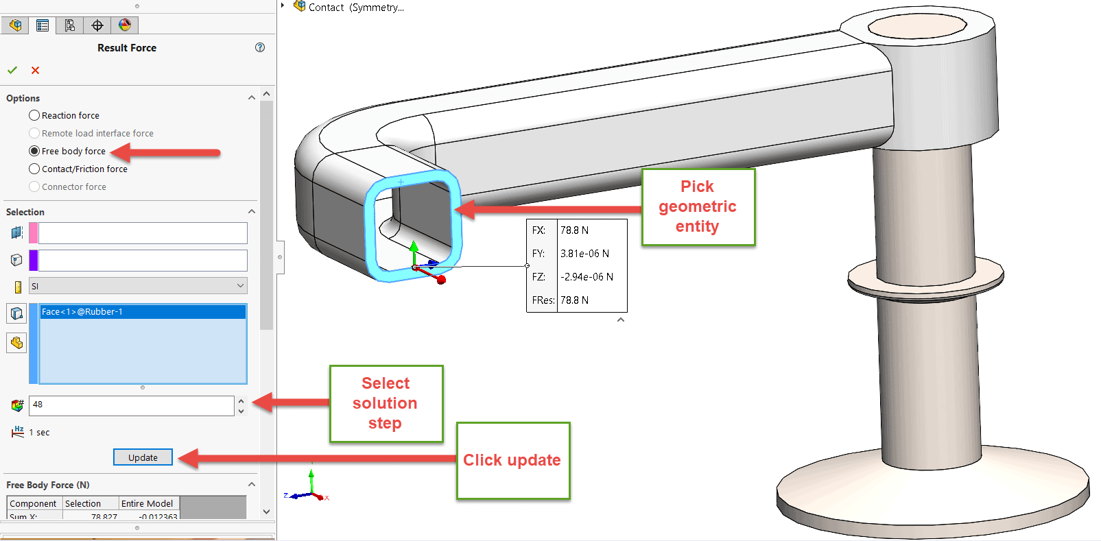 , SOLIDWORKS 2020 What’s New – Free Body Forces for Nonlinear Studies