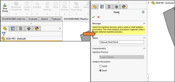 , SOLIDWORKS 2020 What’s New – Plastics &#8211; Enhanced Solid Mesh (Auto) Workflow