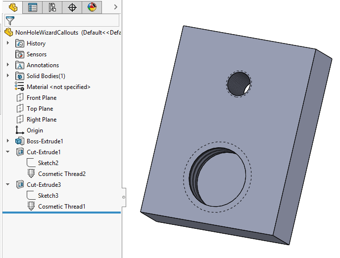 , SOLIDWORKS 2020 What’s New – Adding Callouts for Non-Hole Wizard Holes