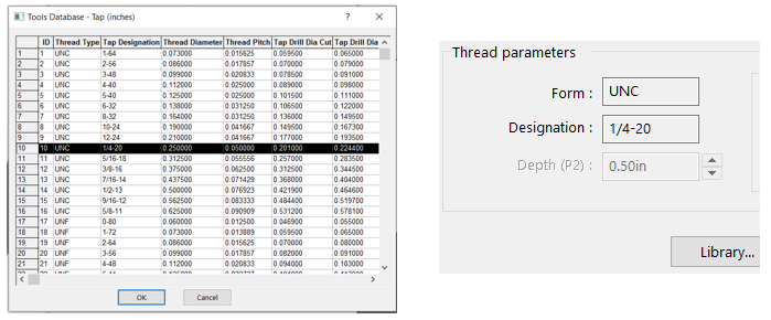 Hole Parameters SOLIDWORKS CAM 