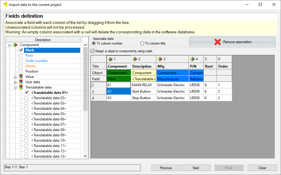 , SOLIDWORKS Electrical: Import a BOM to start a project