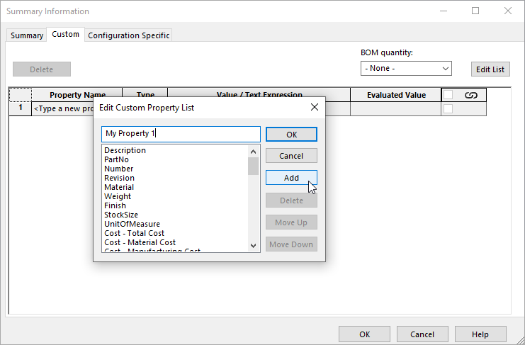 , Customizing your Custom Properties list