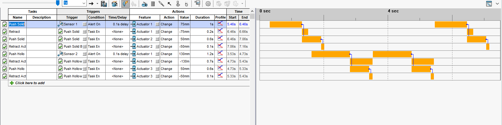 Event based motion setup