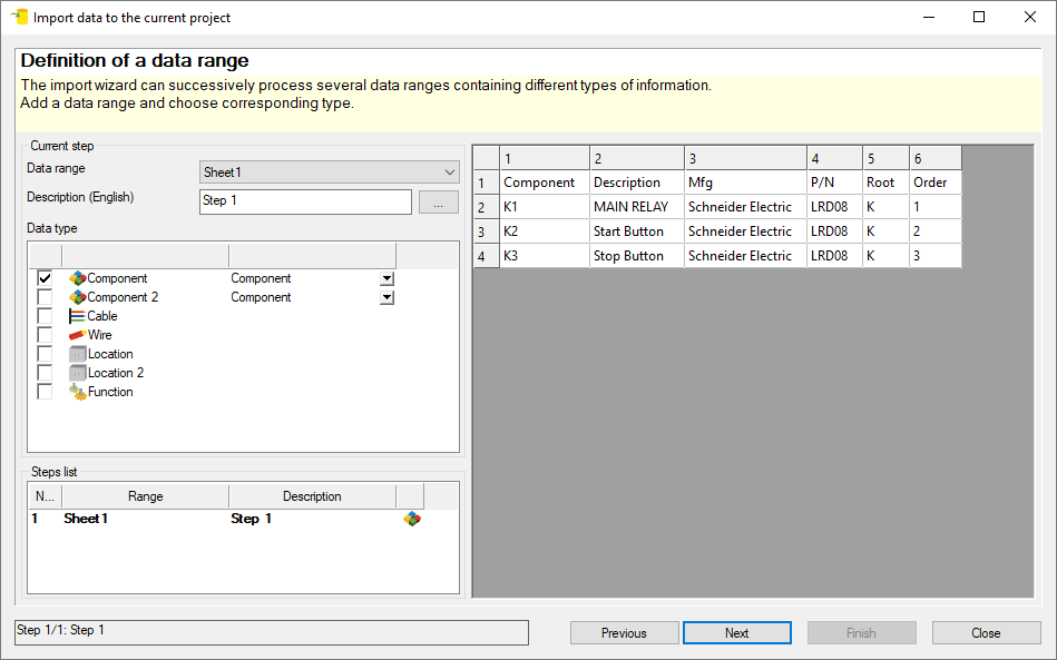 , Solidworks Electrical: Import a BOM to start a project