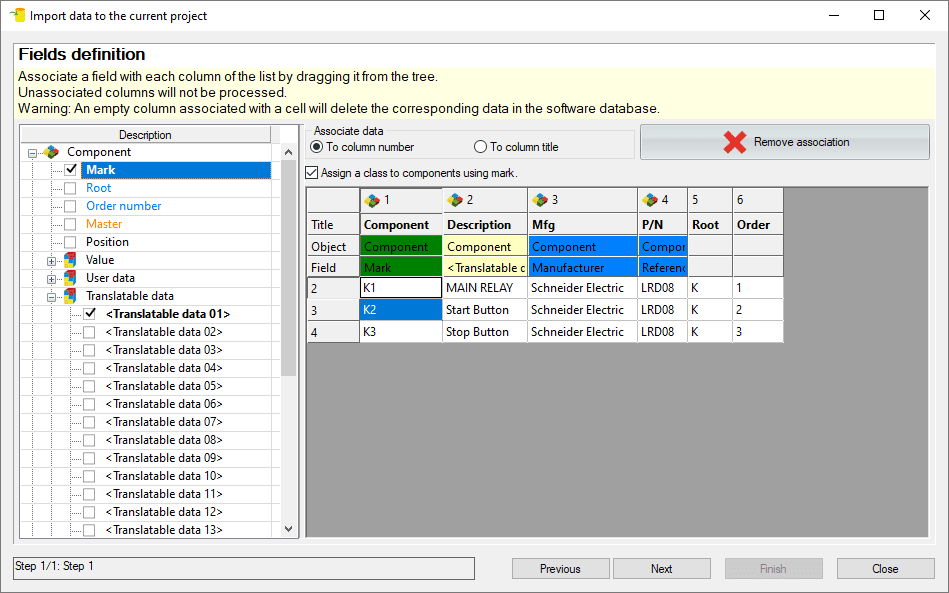 , Solidworks Electrical: Import a BOM to start a project