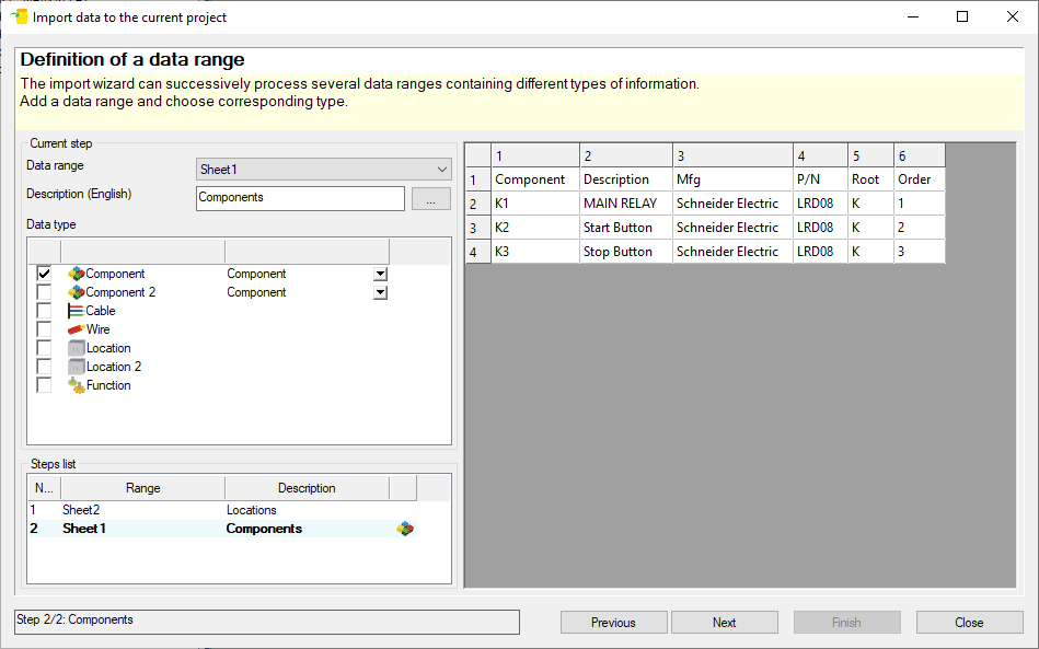 , Solidworks Electrical: Import a BOM to start a project