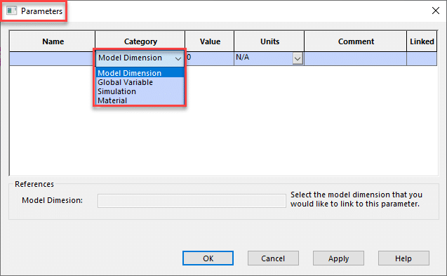 Parameters property manager