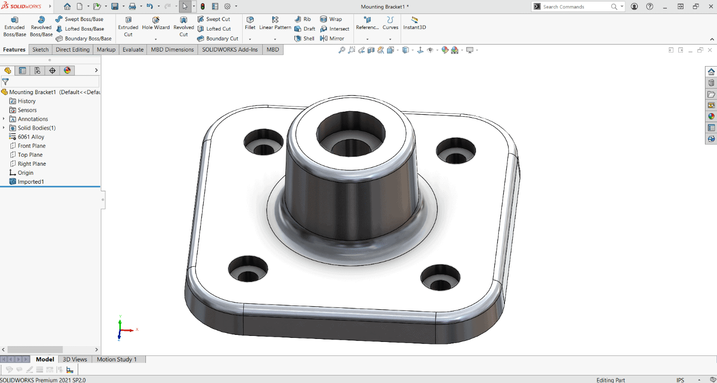 , SOLIDWORKS &#8211; Basic Editing of Imported Parts