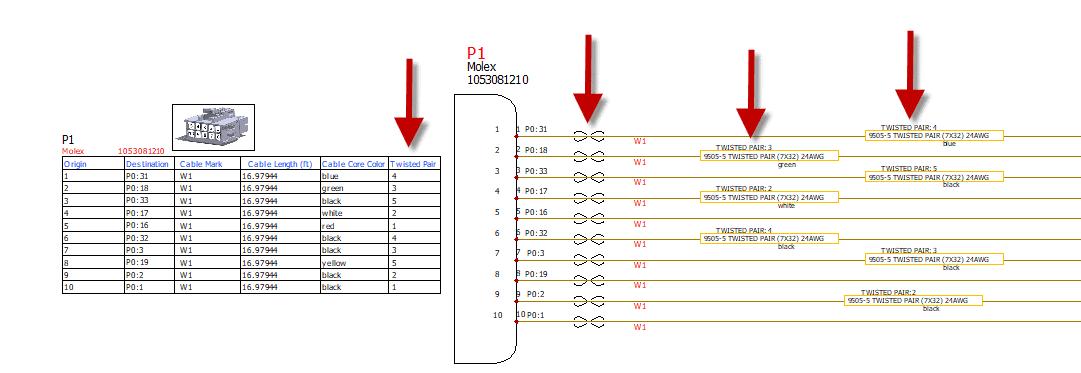 , Documenting Twisted Pairs Within a Cable on SOLIDWORKS Electrical