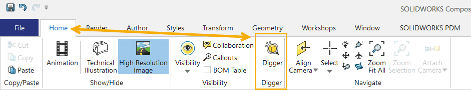 , Create Compelling Detail Views in SOLIDWORKS Composer with the Digger