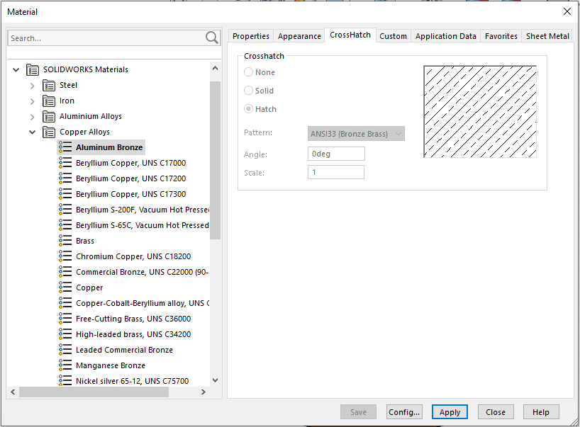 Aluminum Bronze Crosshatch properties