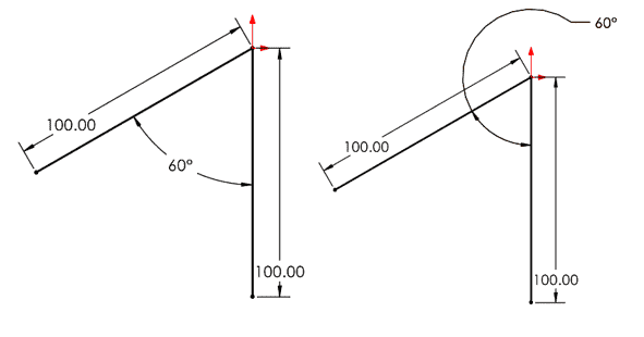 , Flipped Angle Dimension in SOLIDWORKS