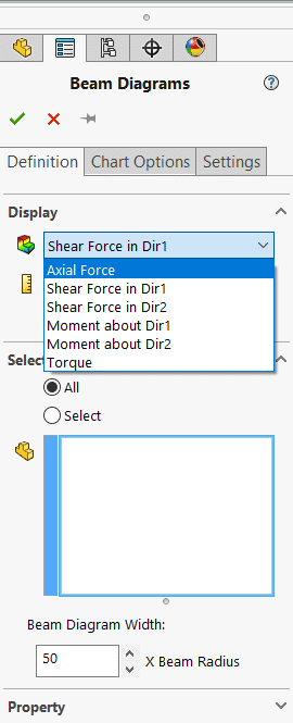 , Understanding beam diagrams in SOLIDWORKS Simulation