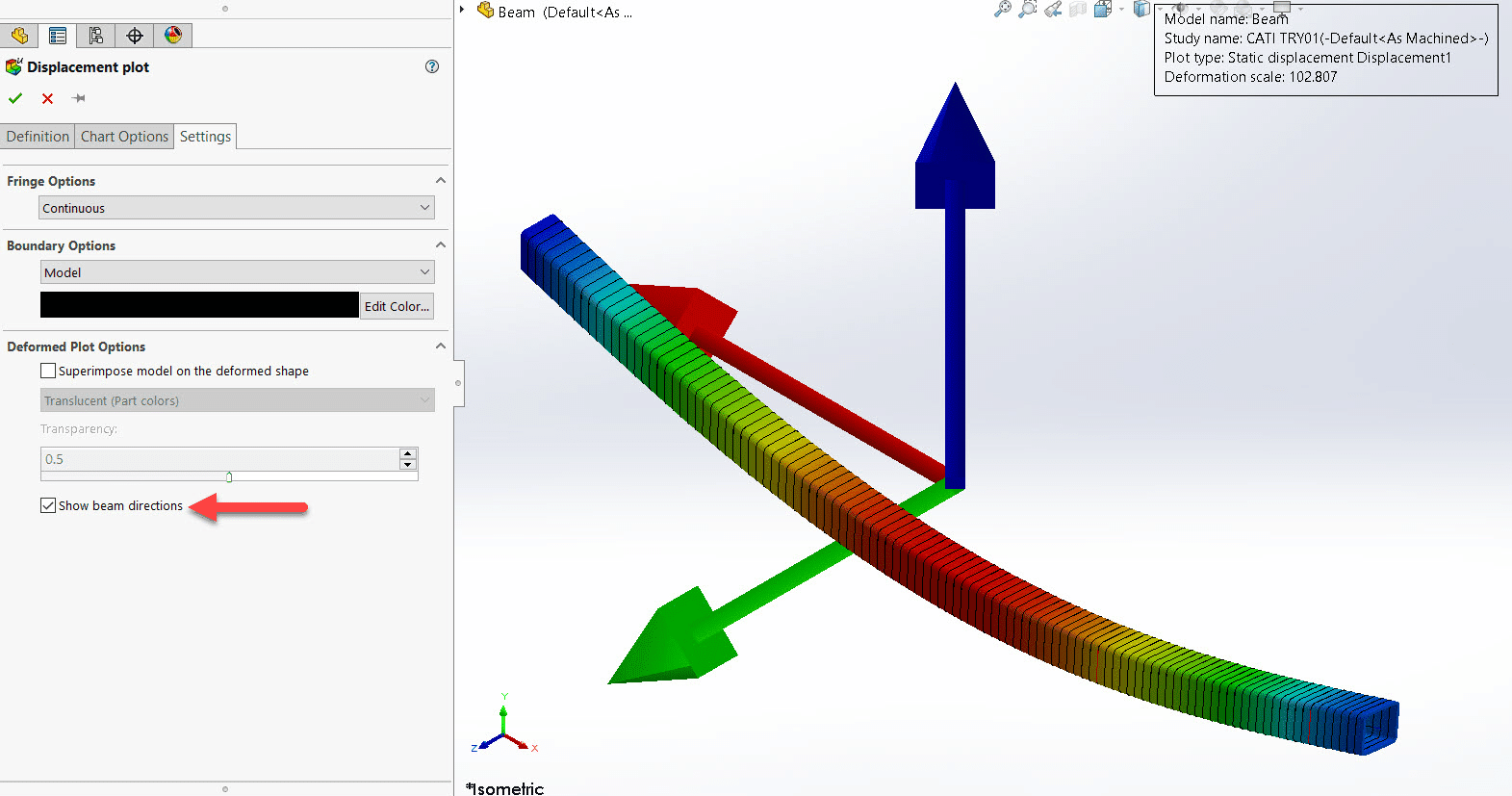 , Understanding beam diagrams in SOLIDWORKS Simulation