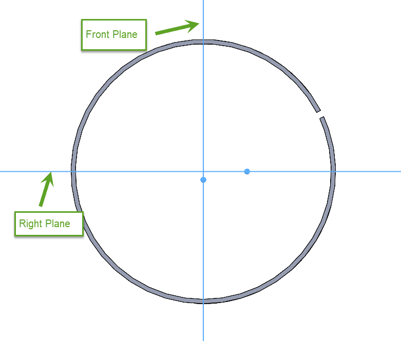 Picture shows Top view, where the sheet metal "gap" is not parallel with neither the Front or Right plane.