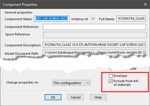 , SOLIDWORKS 2022 What&rsquo;s New &ndash; Excluding Components From BOM