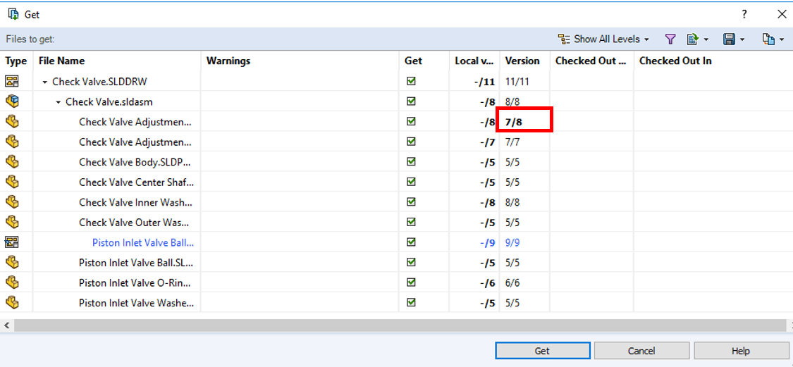 , GET VERSION DIALOG VS GET LATEST VERSION DIALOG IN SOLIDWORKS PDM