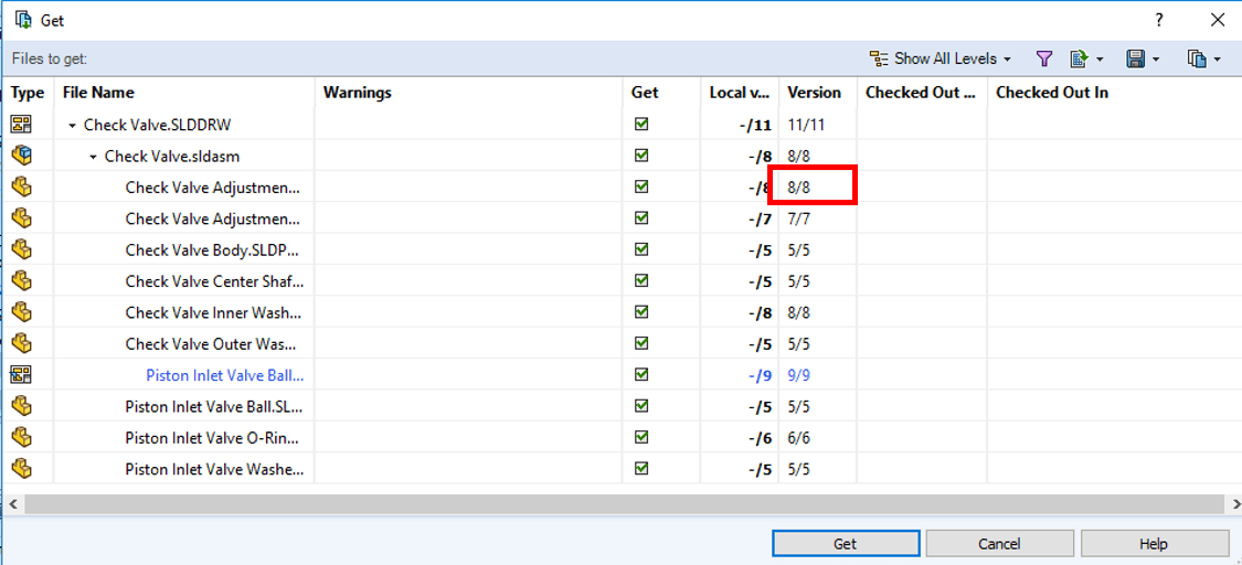 , GET VERSION DIALOG VS GET LATEST VERSION DIALOG IN SOLIDWORKS PDM